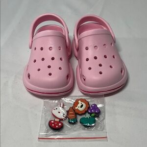 Kids Light Pink Clogs with Fun Charms
